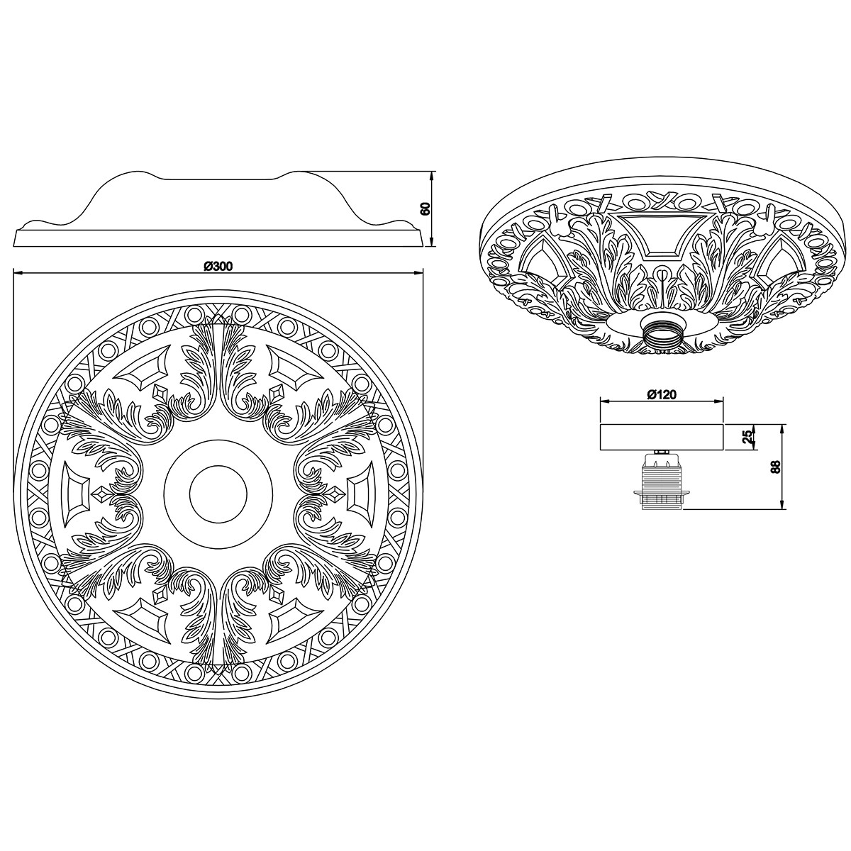 Plafonnier LED - Éclairage de Plafond - Trion Lolly - Douille E27 - Rond - Mat Blanc - Plâtre