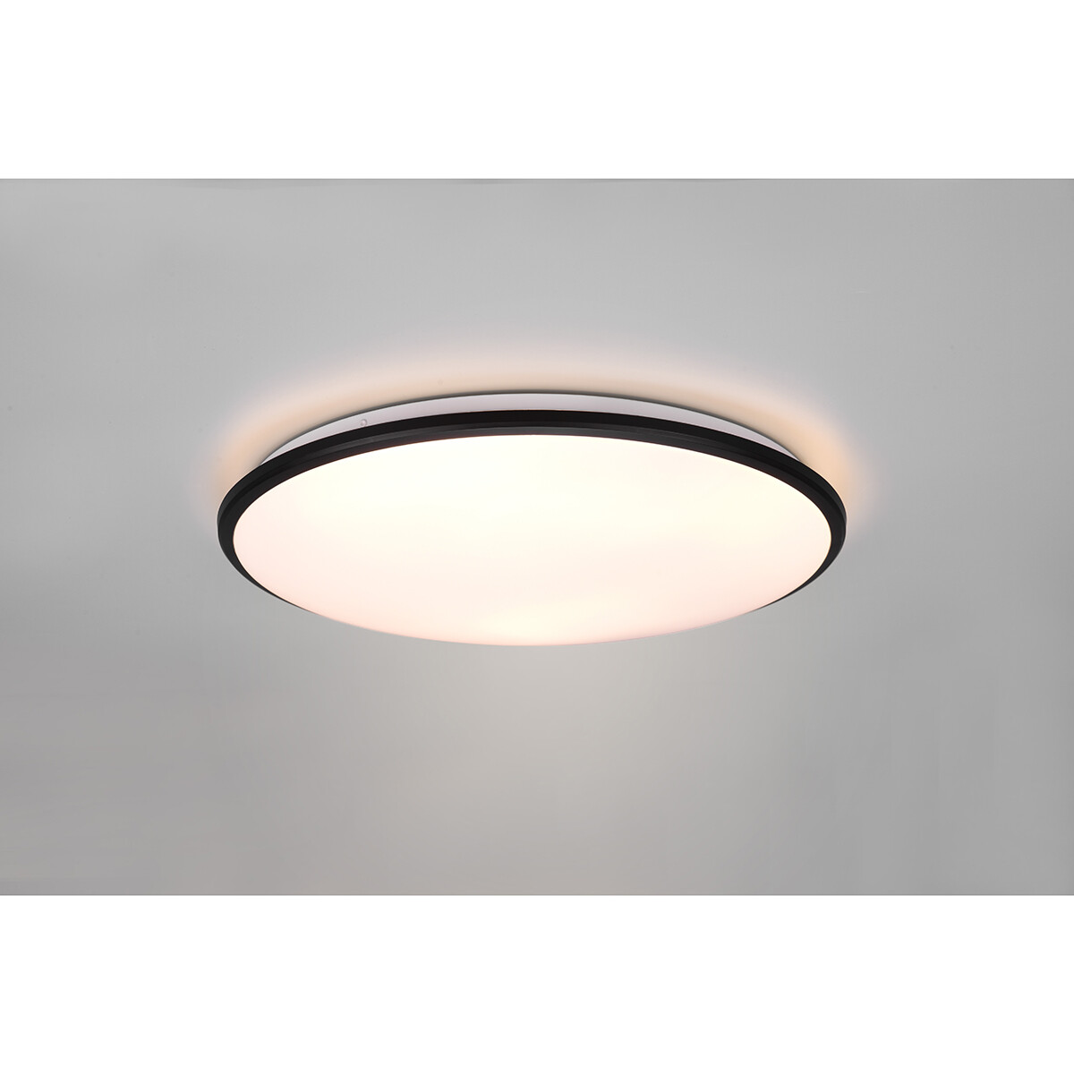 Plafonnier LED - Éclairage de Plafond - Trion Lombis - 34W - Blanc Chaud 3000K - Dimmable - Rond - Mat Noir - Plastique