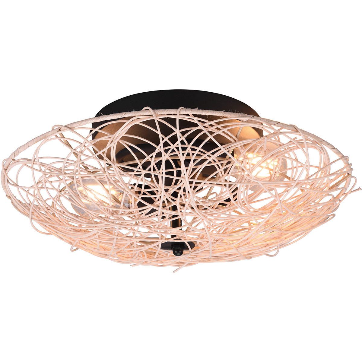 Plafonnier LED - Éclairage de Plafond - Trion Lopar - Douille E27 - 2-lumières - Rond - Brun - Bois