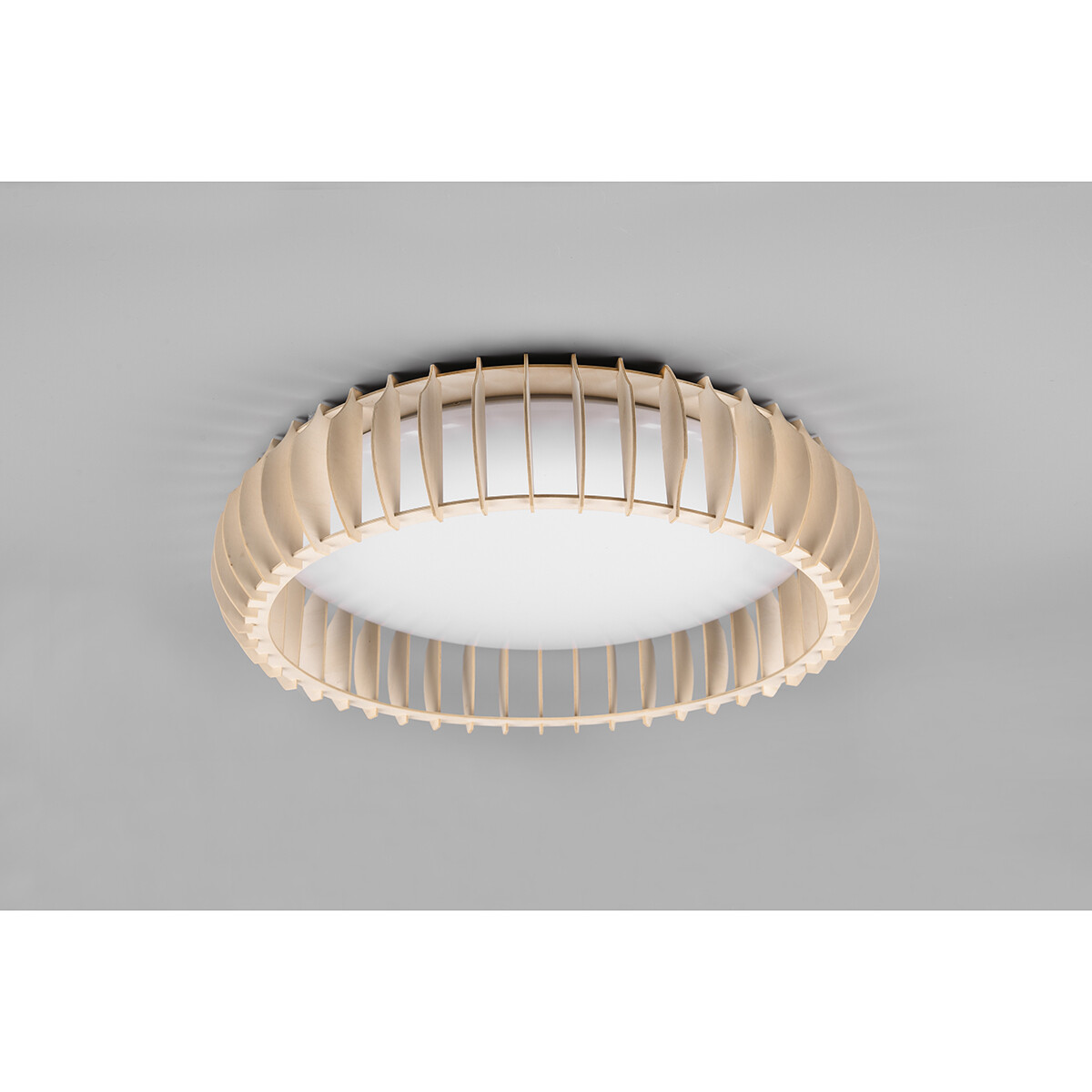 Plafonnier LED - Éclairage de Plafond - Trion Manto XL - 38W - Couleur de lumière ajustable - Télécommande - Dimmable - Rond - Couleur Bois - Plastique