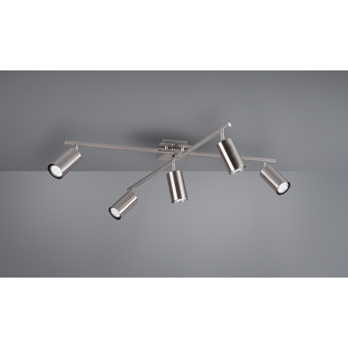 Spot de plafond LED - Trion Mary - Douille GU10 - 5-lumières - Rectangle - Mat Nickel - Aluminium