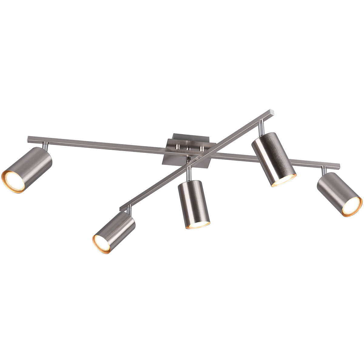 Spot de plafond LED - Trion Mary - Douille GU10 - 5-lumières - Rectangle - Mat Nickel - Aluminium