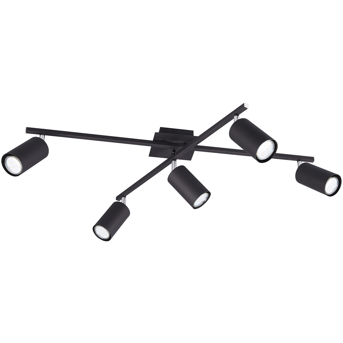 Spot de plafond LED - Trion Mary - Douille GU10 - 5-lumières - Rectangle - Mat Noir - Aluminium