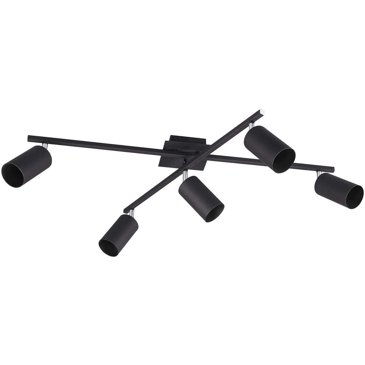 Spot de plafond LED - Trion Mary - Douille GU10 - 5-lumières - Rectangle - Mat Noir - Aluminium