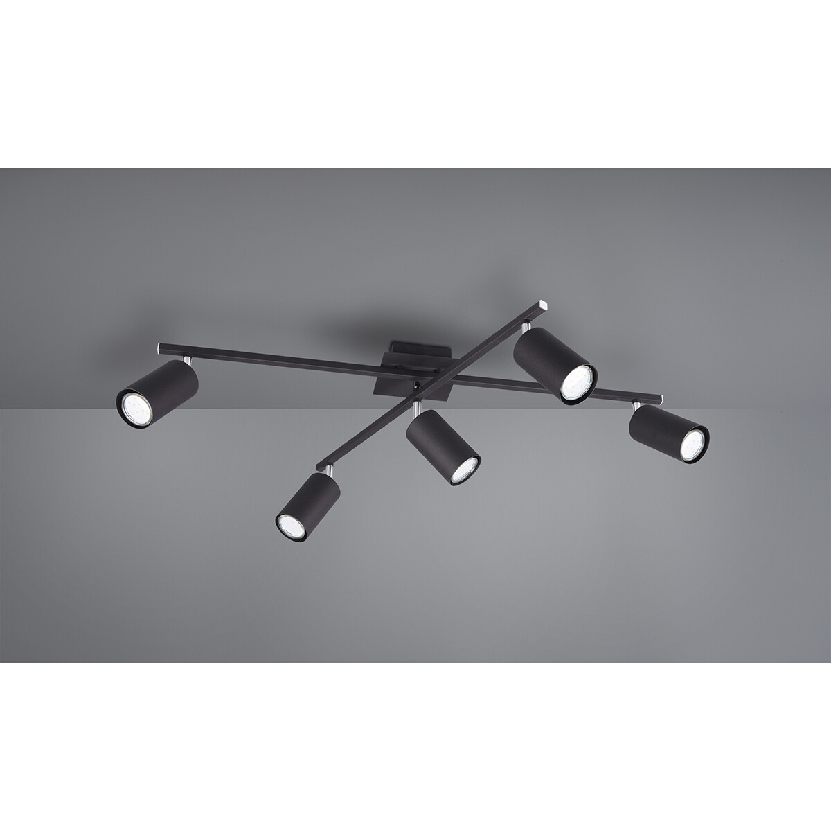 Spot de plafond LED - Trion Mary - Douille GU10 - 5-lumières - Rectangle - Mat Noir - Aluminium