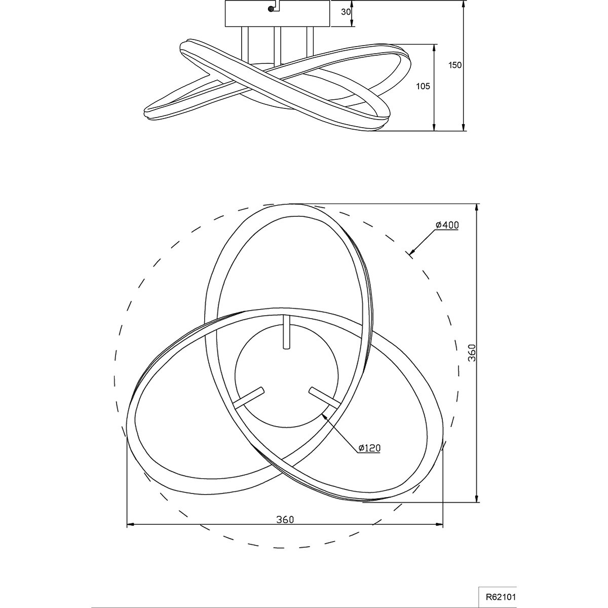 LED Plafonnier - Éclairage de Plafond - Trion Meteo - 15W - Blanc Chaud 3000K - Titane Mat - Métal