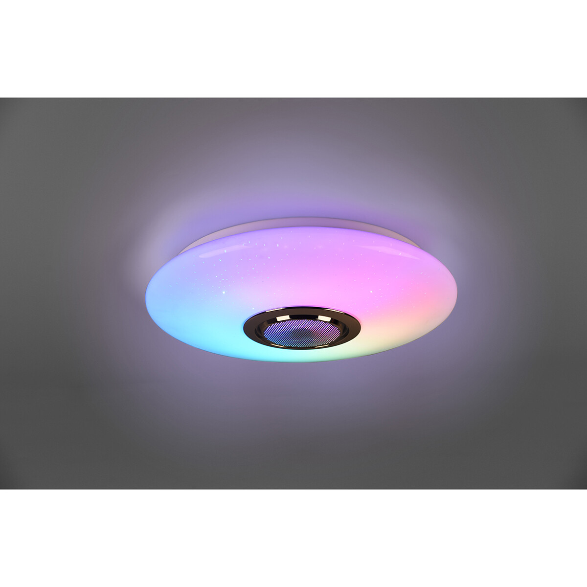 Plafonnier LED - Éclairage de Plafond - Trion Minan - 15.5W - RGBW - Dimmable - Couleur de lumière ajustable - Télécommande - Haut-parleur Bluetooth - Lumière Étoile - Rond - Mat Blanc - Plastique