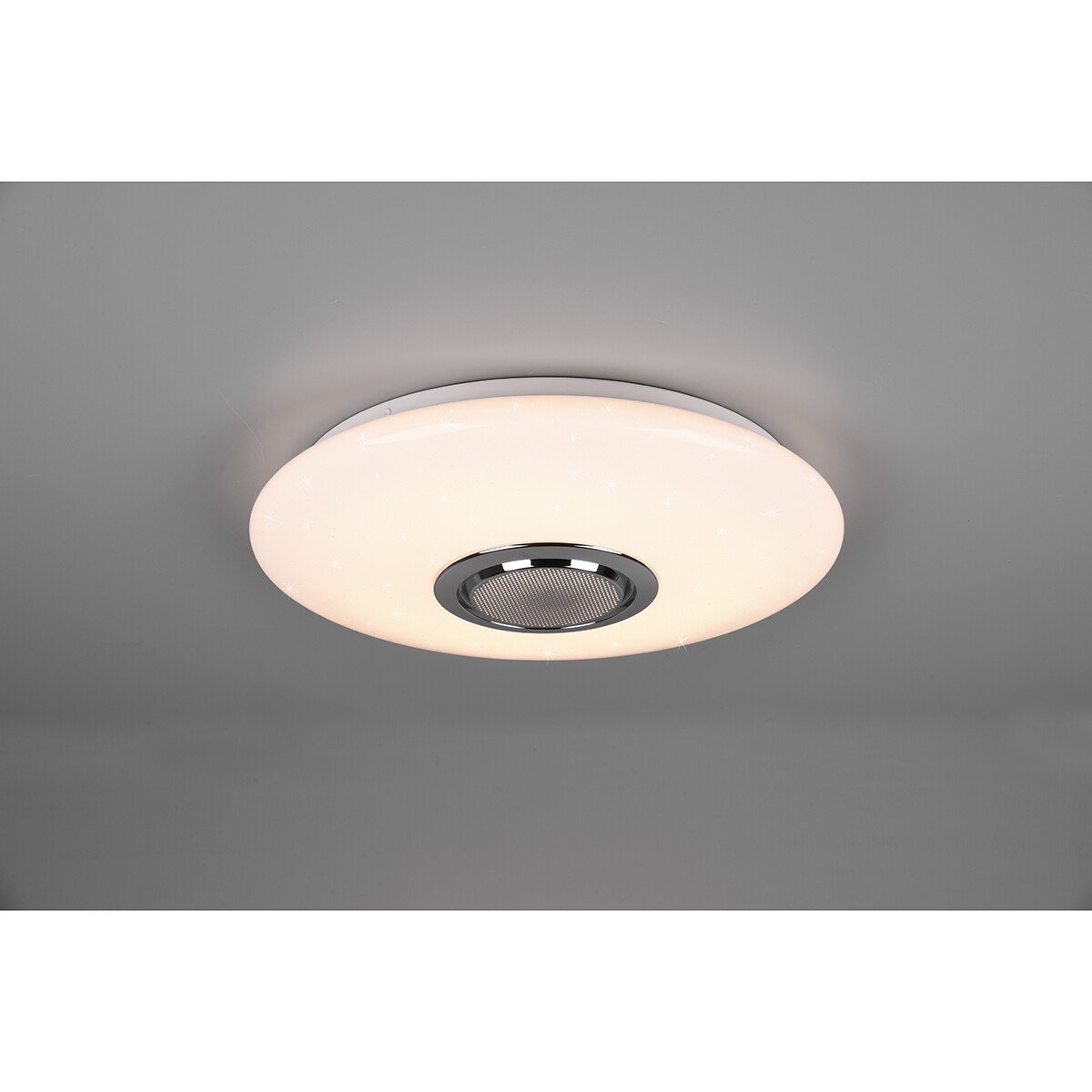 Plafonnier LED - Éclairage de Plafond - Trion Minan - 15.5W - RGBW - Dimmable - Couleur de lumière ajustable - Télécommande - Haut-parleur Bluetooth - Lumière Étoile - Rond - Mat Blanc - Plastique