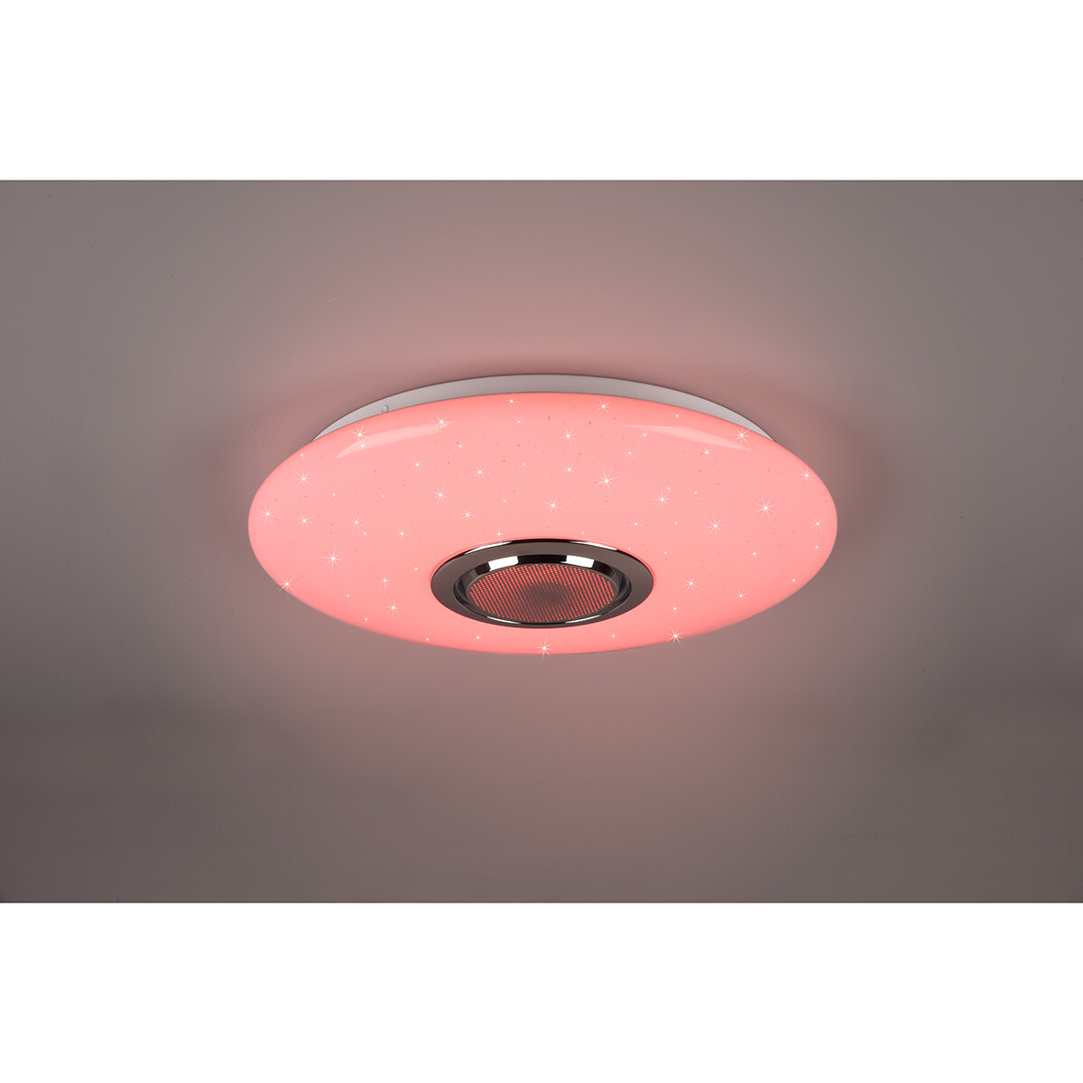 Plafonnier LED - Éclairage de Plafond - Trion Minan - 15.5W - RGBW - Dimmable - Couleur de lumière ajustable - Télécommande - Haut-parleur Bluetooth - Lumière Étoile - Rond - Mat Blanc - Plastique