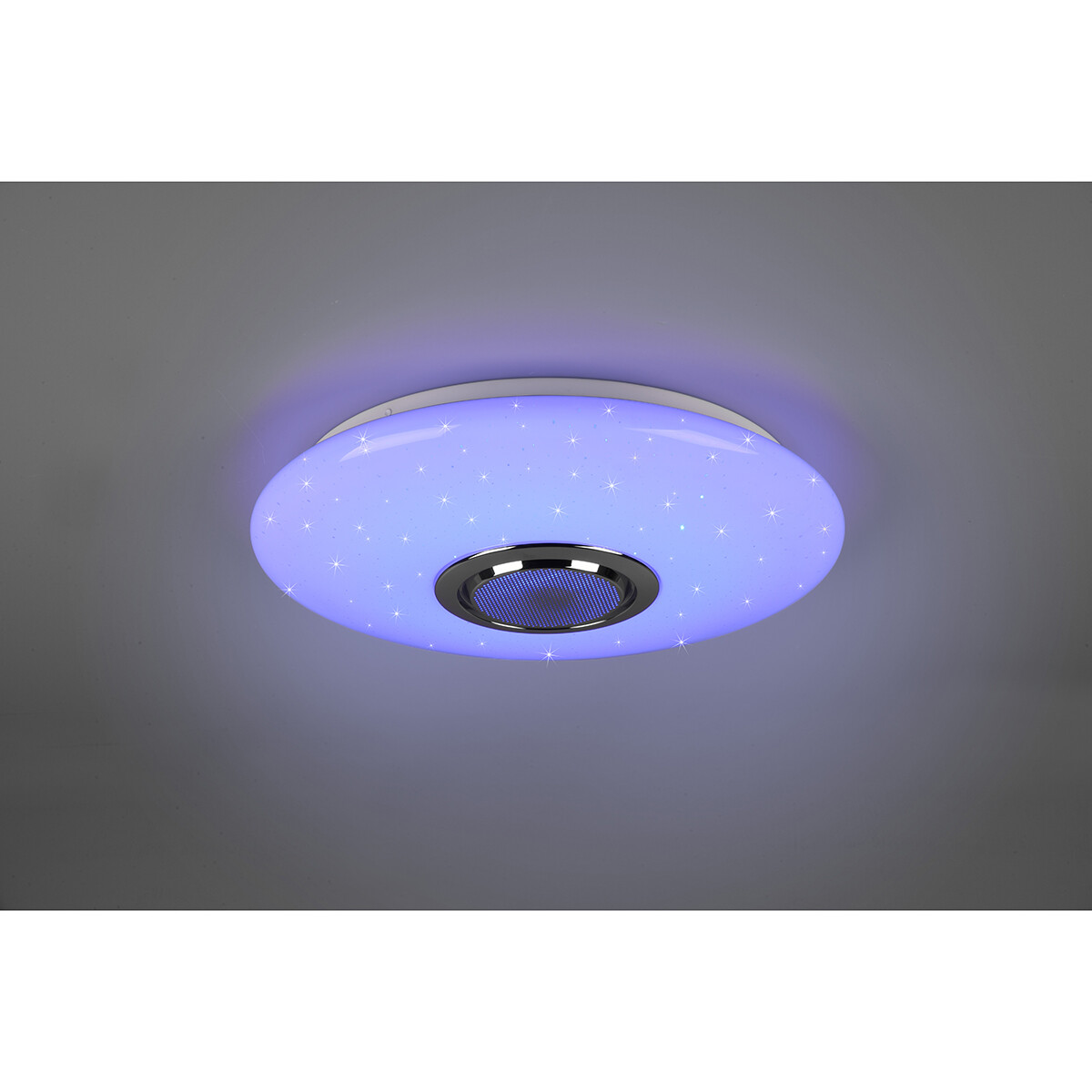 Plafonnier LED - Éclairage de Plafond - Trion Minan - 15.5W - RGBW - Dimmable - Couleur de lumière ajustable - Télécommande - Haut-parleur Bluetooth - Lumière Étoile - Rond - Mat Blanc - Plastique