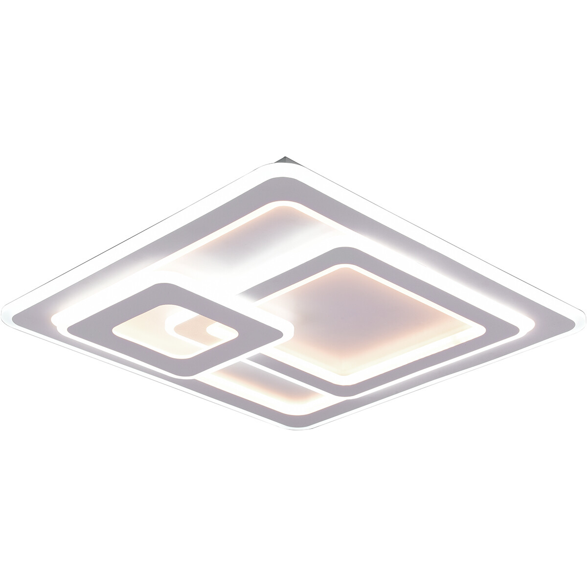 Plafonnier LED - Éclairage de Plafond - Trion Mirna - 76W - Couleur de lumière ajustable - Télécommande - Dimmable - Carré - Mat Blanc - Aluminium