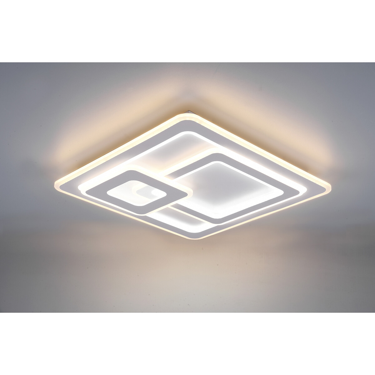 Plafonnier LED - Éclairage de Plafond - Trion Mirna - 76W - Couleur de lumière ajustable - Télécommande - Dimmable - Carré - Mat Blanc - Aluminium