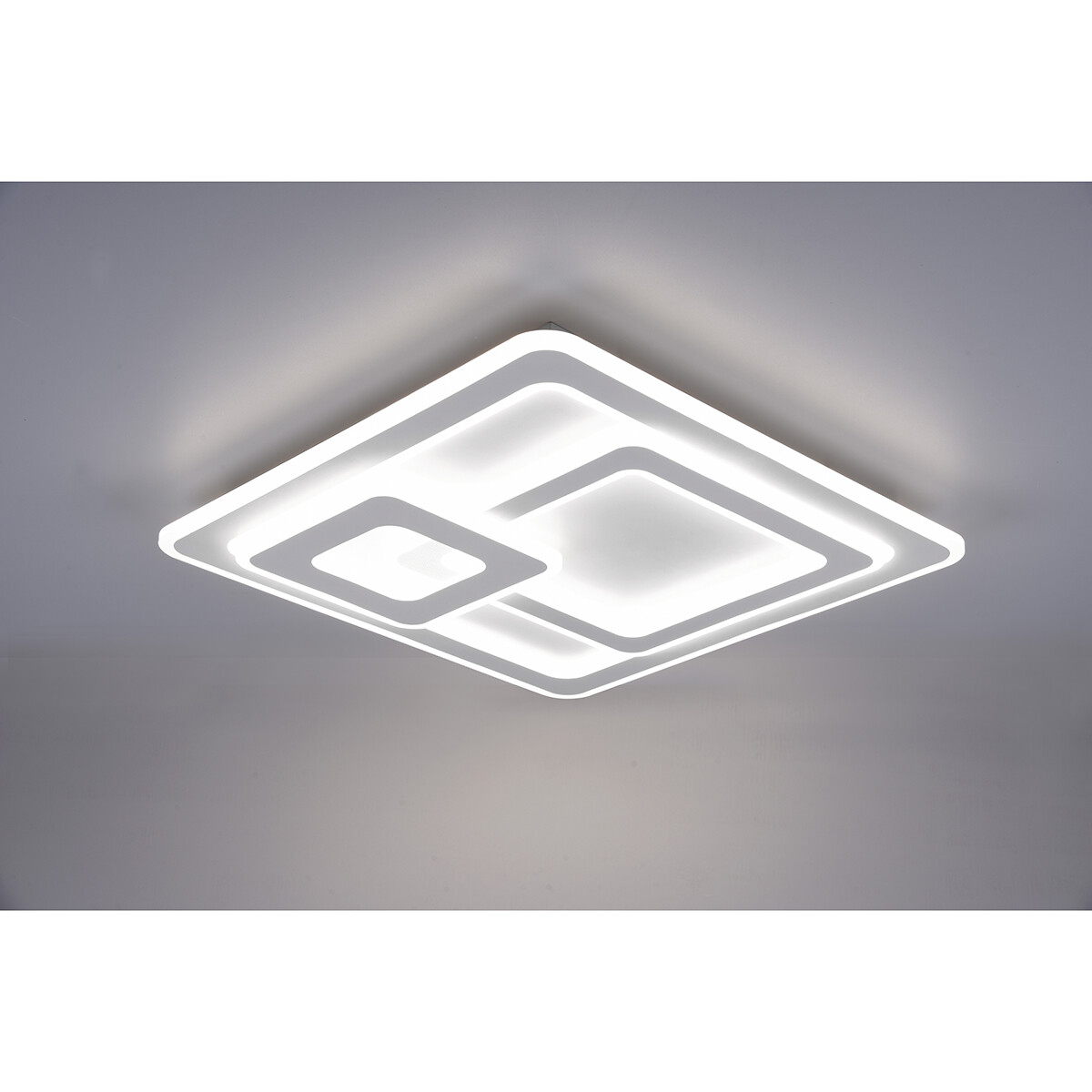 Plafonnier LED - Éclairage de Plafond - Trion Mirna - 76W - Couleur de lumière ajustable - Télécommande - Dimmable - Carré - Mat Blanc - Aluminium