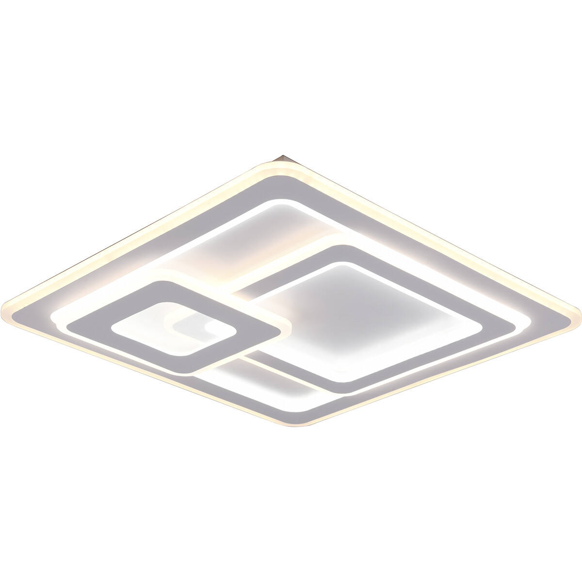 Plafonnier LED - Éclairage de Plafond - Trion Mirna - 76W - Couleur de lumière ajustable - Télécommande - Dimmable - Carré - Mat Blanc - Aluminium