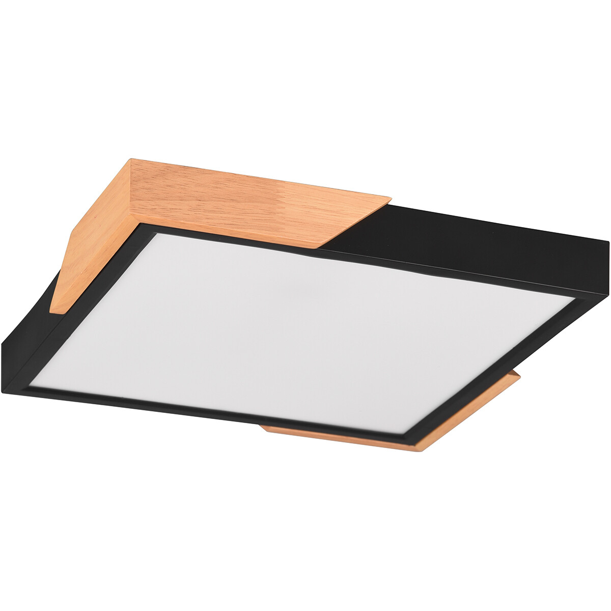 Plafonnier LED - Éclairage de Plafond - Trion Mirza - 20W - Blanc Chaud 3000K - Dimmable - Carré - Mat Noir - Plastique