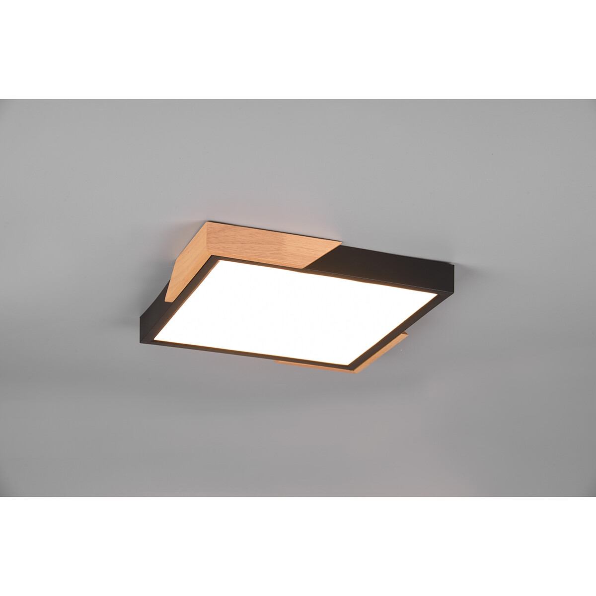 Plafonnier LED - Éclairage de Plafond - Trion Mirza - 20W - Blanc Chaud 3000K - Dimmable - Carré - Mat Noir - Plastique