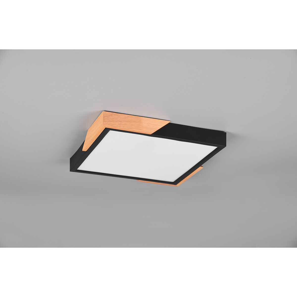 Plafonnier LED - Éclairage de Plafond - Trion Mirza - 20W - Blanc Chaud 3000K - Dimmable - Carré - Mat Noir - Plastique