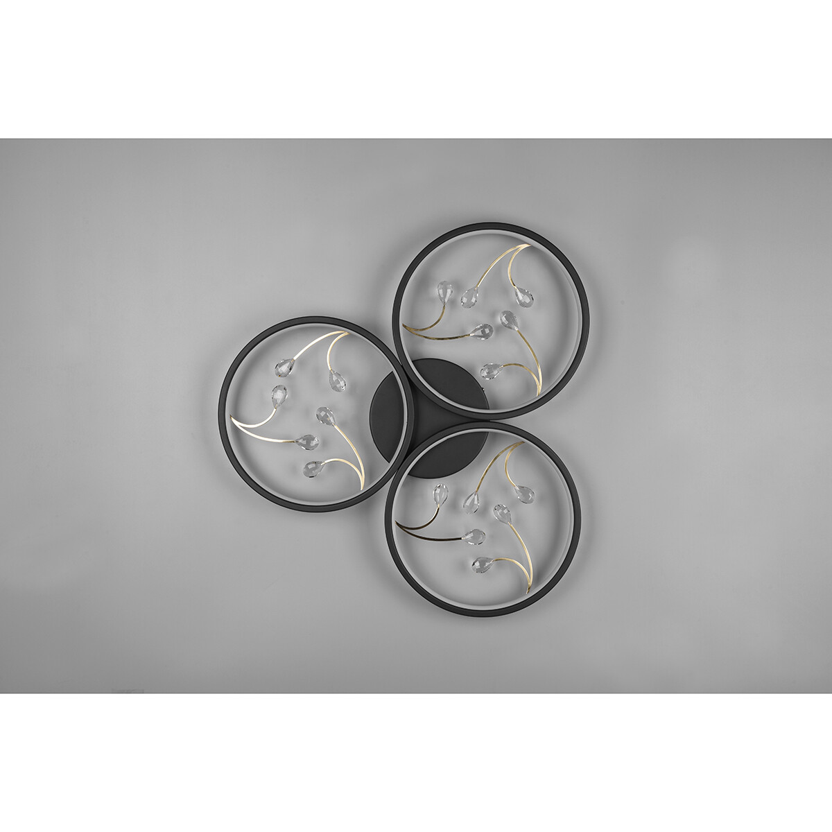 Plafonnier LED - Éclairage de Plafond - Trion Moovy - 30W - Blanc Chaud 3000K - Dimmable - Rond - Mat Noir - Aluminium