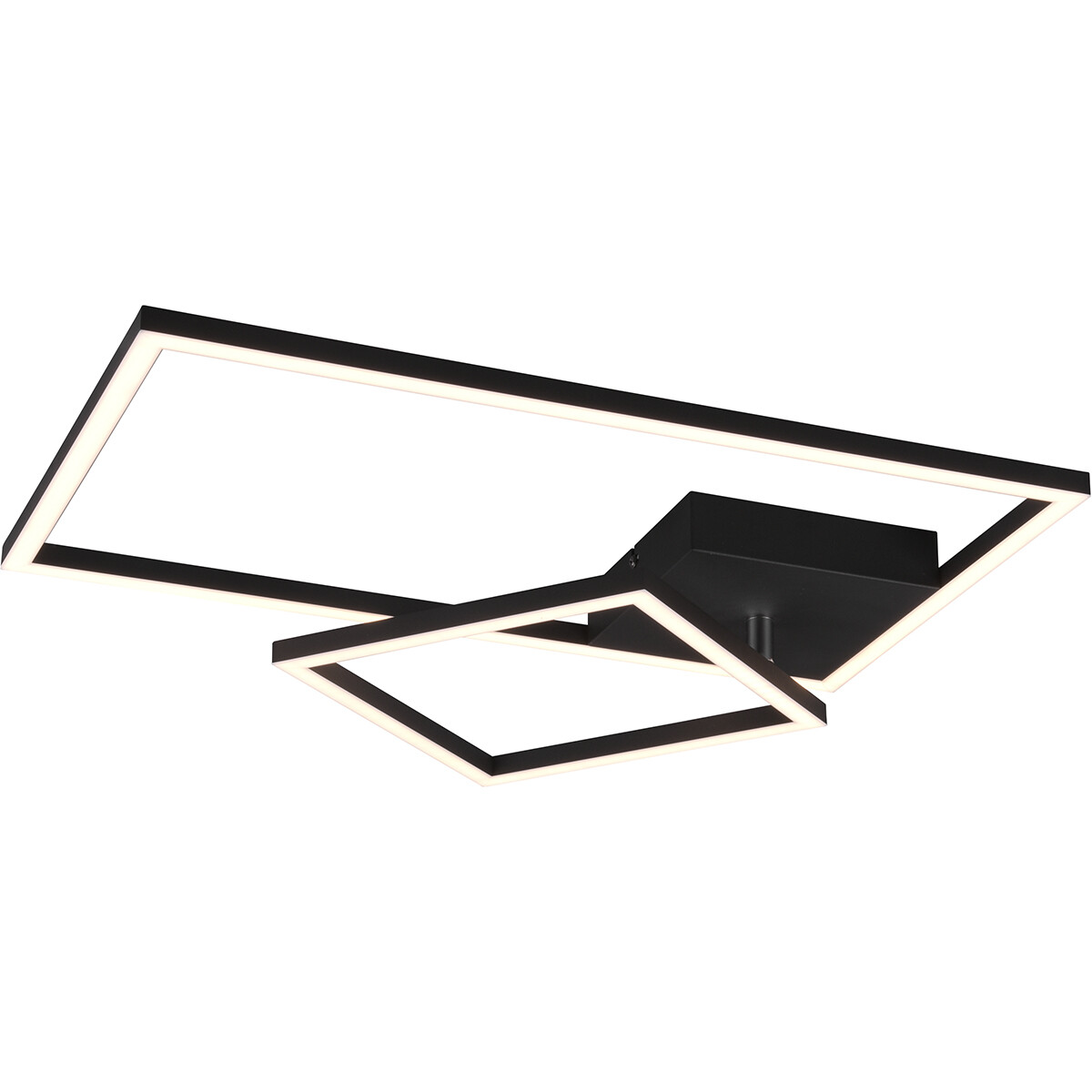 Plafonnier LED - Éclairage de Plafond - Trion Paderno - 25W - Blanc Neutre 4000K - Dimmable - Rectangle - Mat Noir - Aluminium