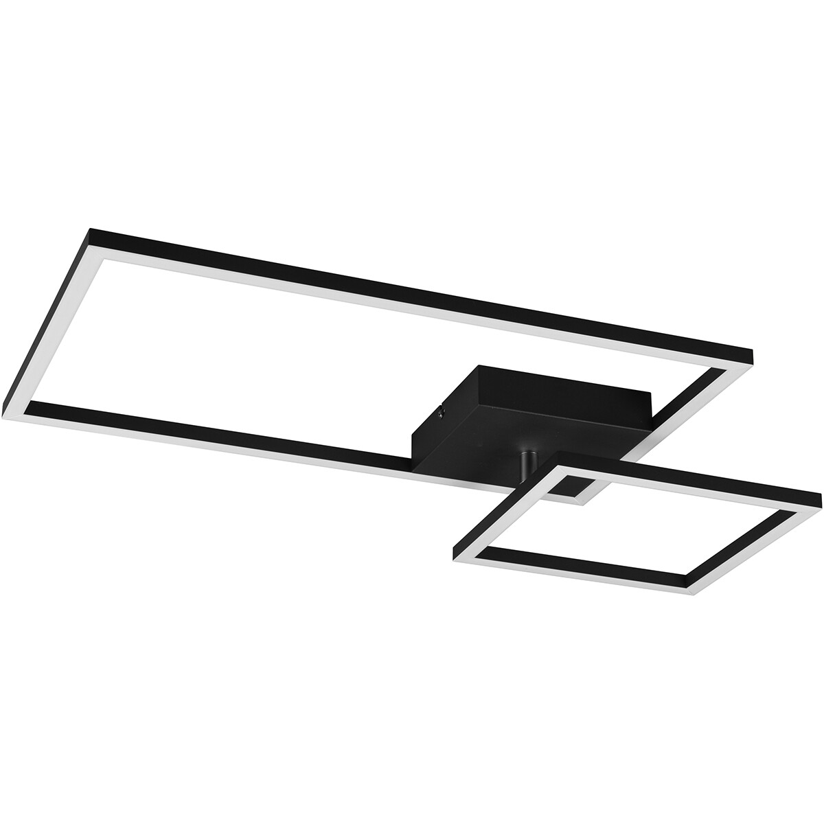 Plafonnier LED - Éclairage de Plafond - Trion Paderno - 25W - Blanc Neutre 4000K - Dimmable - Rectangle - Mat Noir - Aluminium