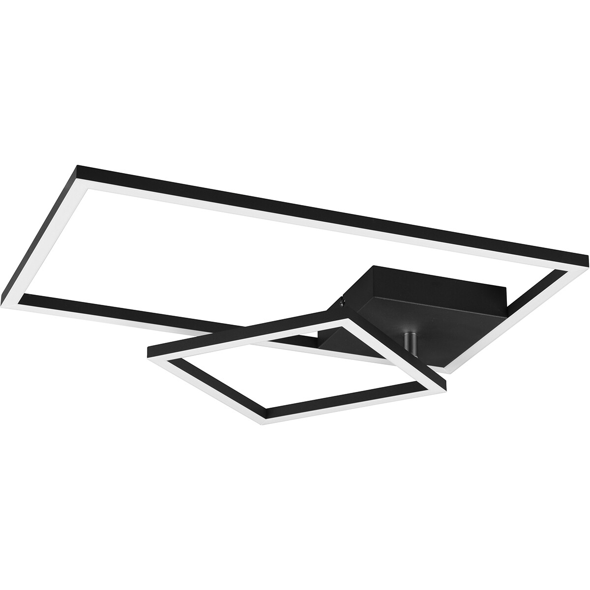 Plafonnier LED - Éclairage de Plafond - Trion Paderno - 25W - Blanc Neutre 4000K - Dimmable - Rectangle - Mat Noir - Aluminium