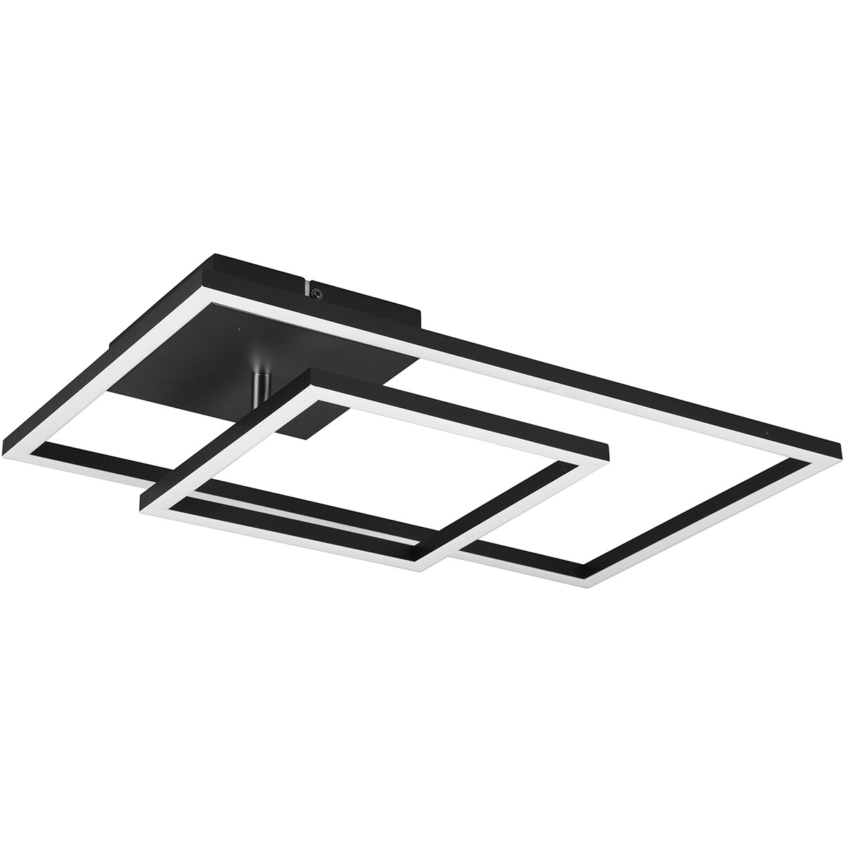 Plafonnier LED - Éclairage de Plafond - Trion Paderno - 25W - Blanc Neutre 4000K - Dimmable - Rectangle - Mat Noir - Aluminium