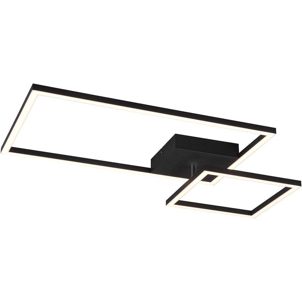 Plafonnier LED - Éclairage de Plafond - Trion Paderno - 25W - Blanc Neutre 4000K - Dimmable - Rectangle - Mat Noir - Aluminium