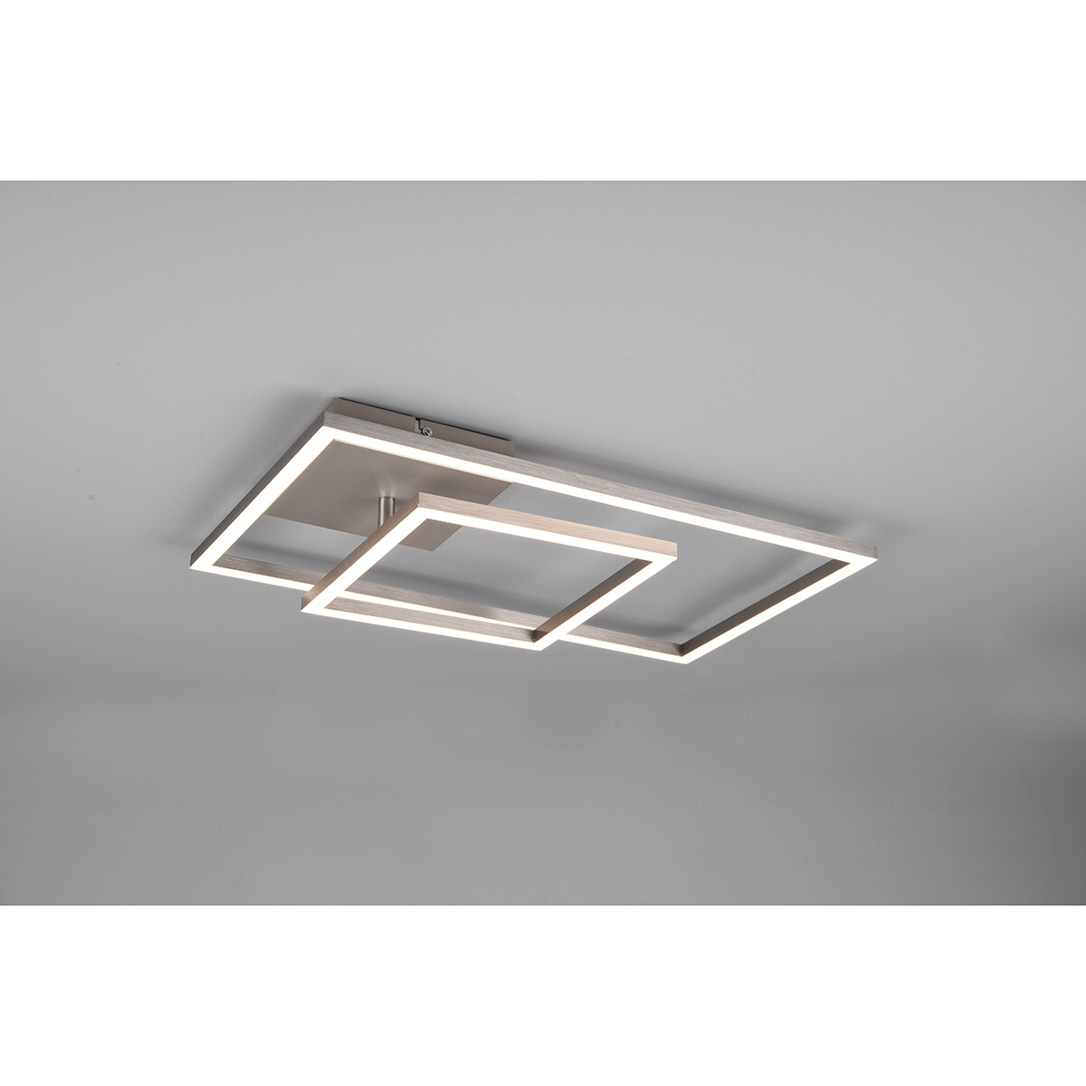 Plafonnier LED - Éclairage de Plafond - Trion Pado - 25W - Blanc Chaud 3000K - Dimmable - Rectangle - Mat Nickel - Aluminium