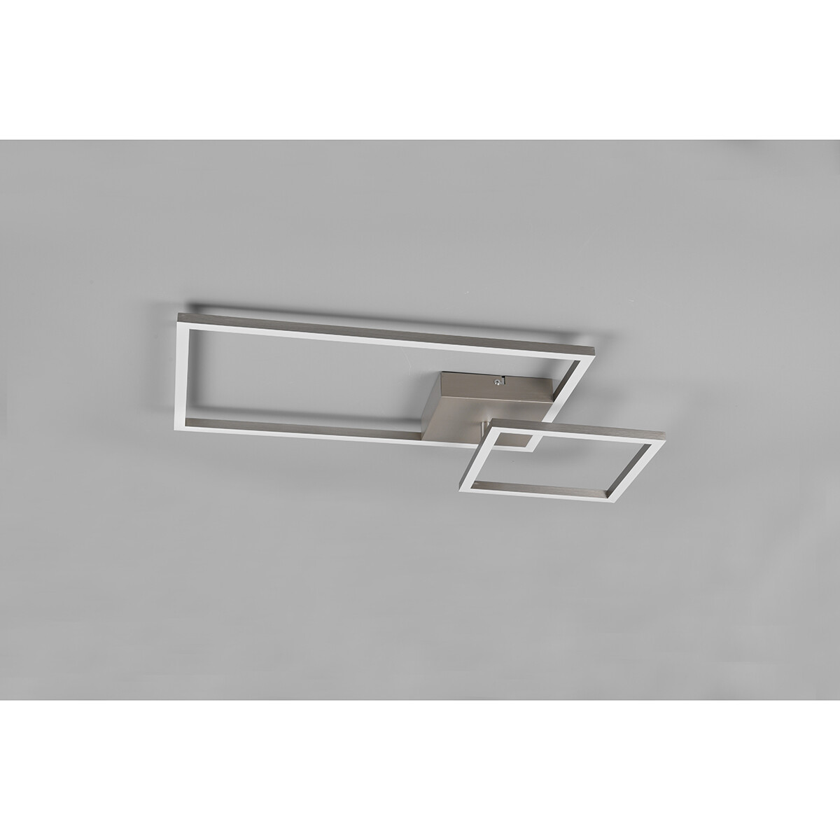 Plafonnier LED - Éclairage de Plafond - Trion Pado - 25W - Blanc Chaud 3000K - Dimmable - Rectangle - Mat Nickel - Aluminium