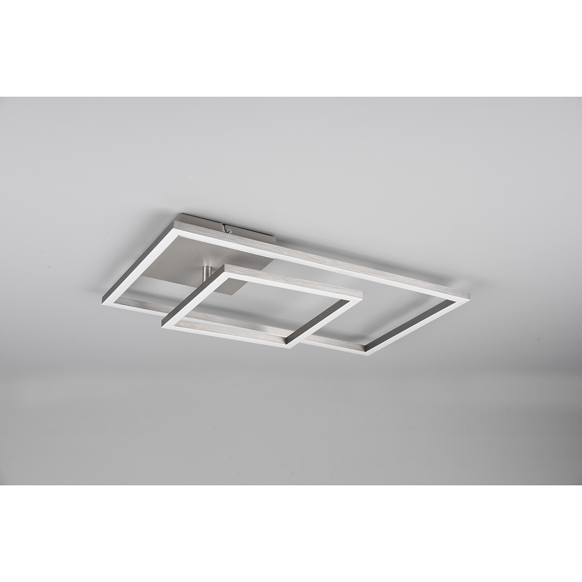 Plafonnier LED - Éclairage de Plafond - Trion Pado - 25W - Blanc Chaud 3000K - Dimmable - Rectangle - Mat Nickel - Aluminium