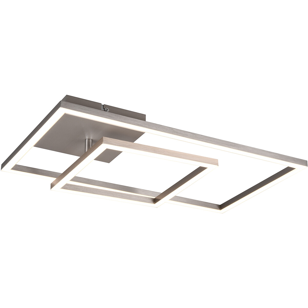 Plafonnier LED - Éclairage de Plafond - Trion Pado - 25W - Blanc Chaud 3000K - Dimmable - Rectangle - Mat Nickel - Aluminium