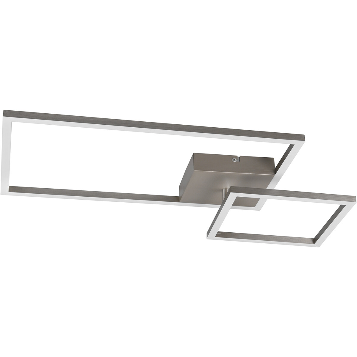 Plafonnier LED - Éclairage de Plafond - Trion Pado - 25W - Blanc Chaud 3000K - Dimmable - Rectangle - Mat Nickel - Aluminium