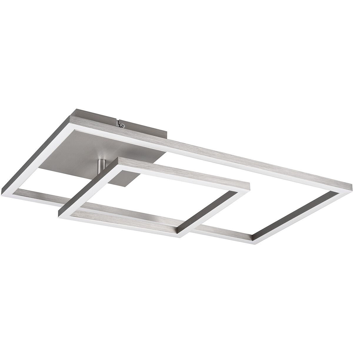 Plafonnier LED - Éclairage de Plafond - Trion Pado - 25W - Blanc Chaud 3000K - Dimmable - Rectangle - Mat Nickel - Aluminium