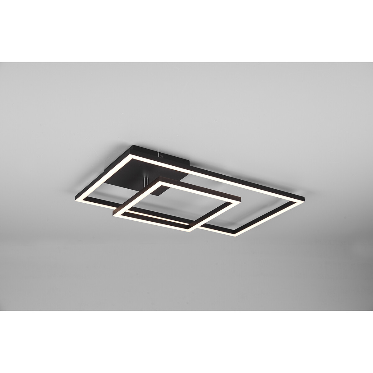 Plafonnier LED - Éclairage de Plafond - Trion Pado - 25W - Blanc Chaud 3000K - Dimmable - Rectangle - Mat Noir - Aluminium