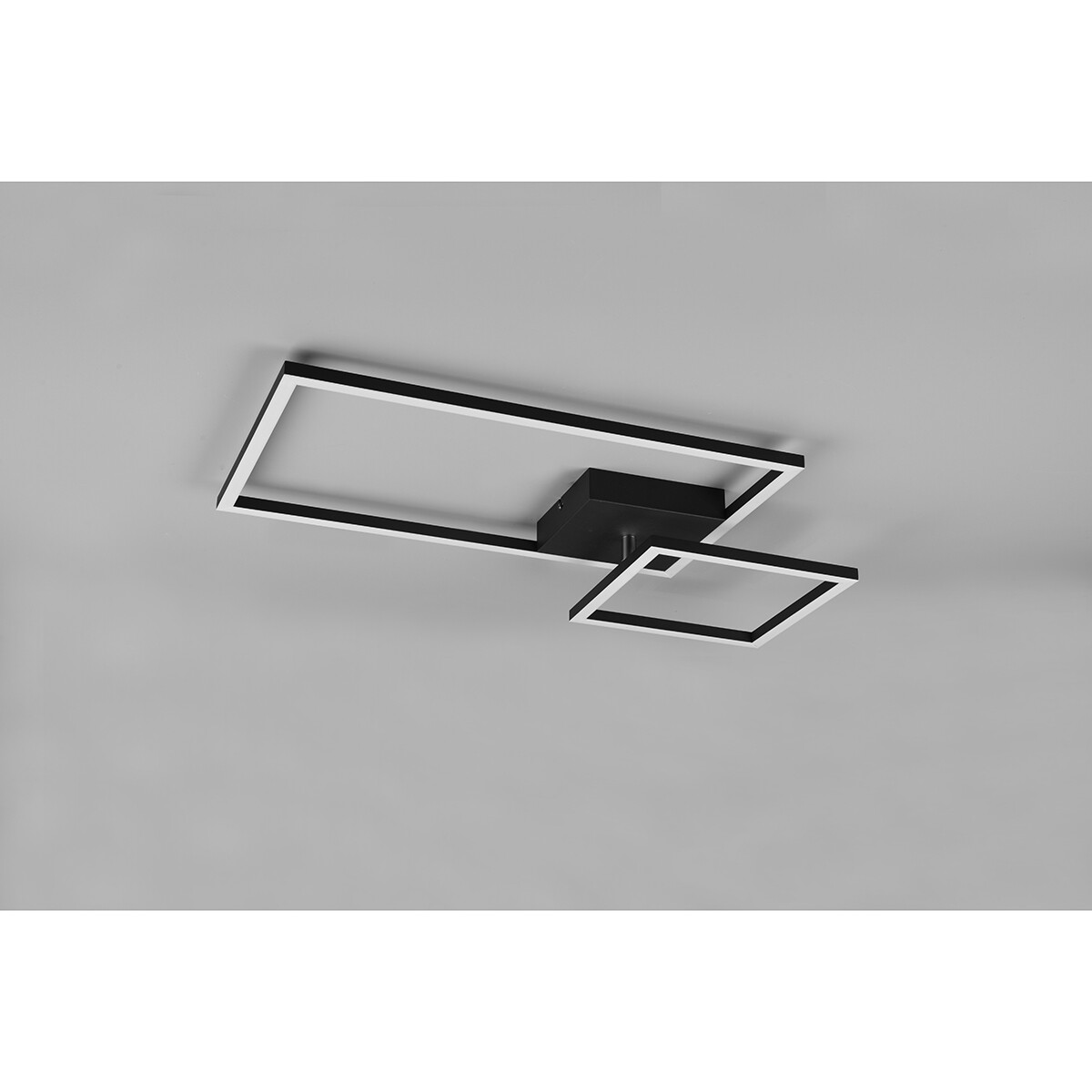 Plafonnier LED - Éclairage de Plafond - Trion Pado - 25W - Blanc Chaud 3000K - Dimmable - Rectangle - Mat Noir - Aluminium