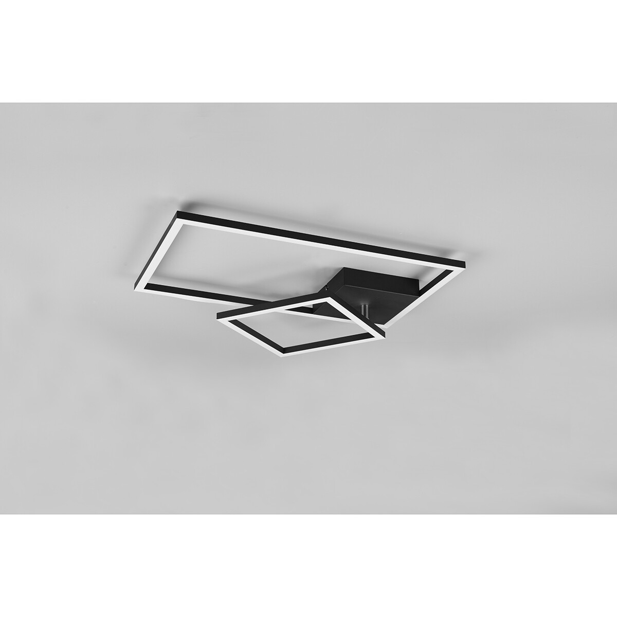 Plafonnier LED - Éclairage de Plafond - Trion Pado - 25W - Blanc Chaud 3000K - Dimmable - Rectangle - Mat Noir - Aluminium