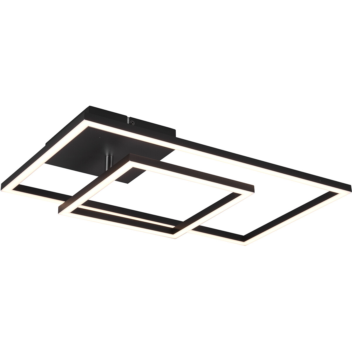 Plafonnier LED - Éclairage de Plafond - Trion Pado - 25W - Blanc Chaud 3000K - Dimmable - Rectangle - Mat Noir - Aluminium