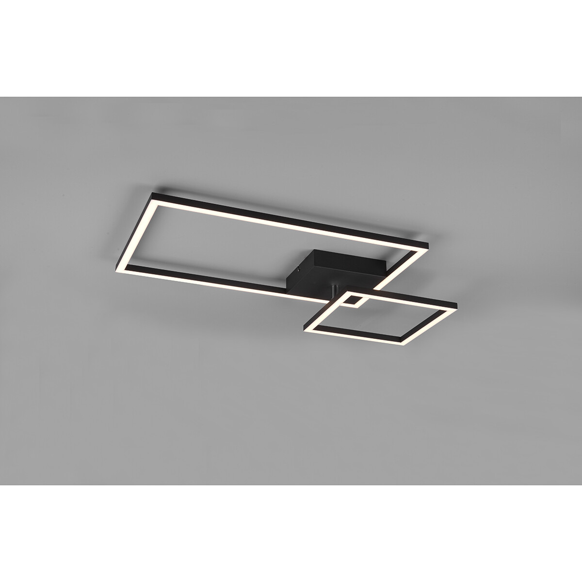 Plafonnier LED - Éclairage de Plafond - Trion Pado - 25W - Blanc Chaud 3000K - Dimmable - Rectangle - Mat Noir - Aluminium