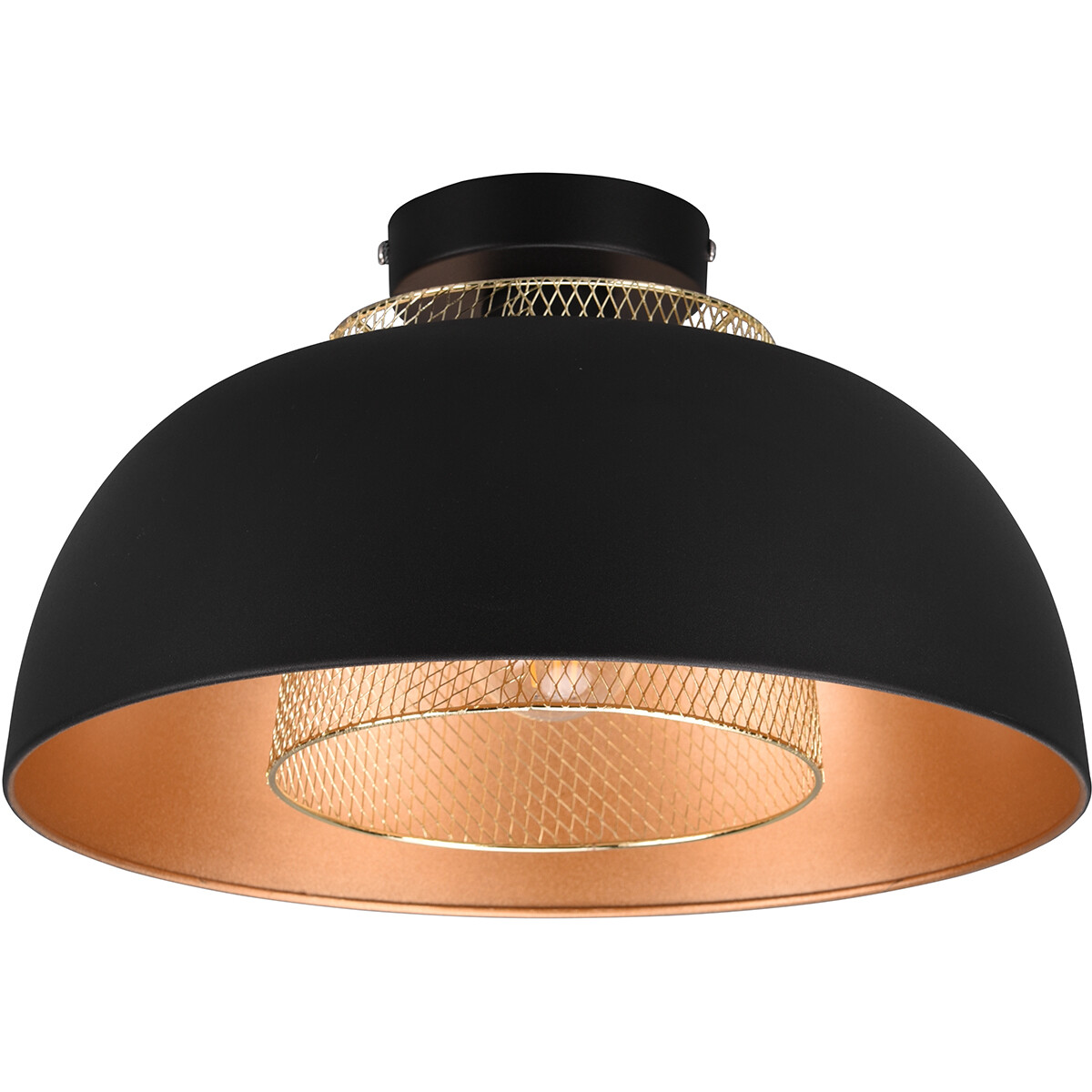 Plafonnier LED - Éclairage de Plafond - Trion Palmo - Douille E27 - Rond - Mat Noir - Aluminium