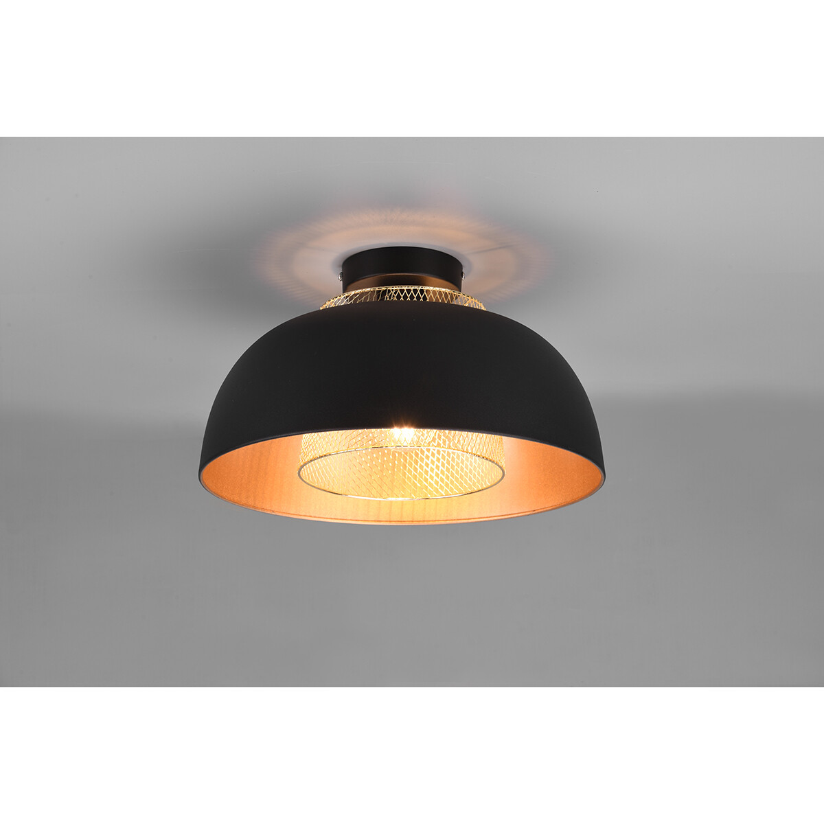 Plafonnier LED - Éclairage de Plafond - Trion Palmo - Douille E27 - Rond - Mat Noir - Aluminium