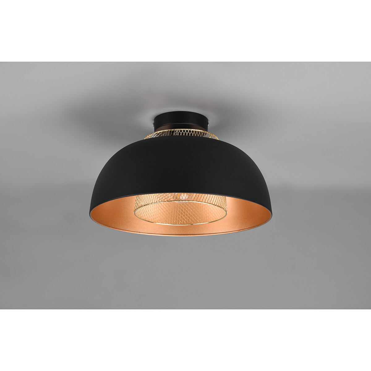 Plafonnier LED - Éclairage de Plafond - Trion Palmo - Douille E27 - Rond - Mat Noir - Aluminium