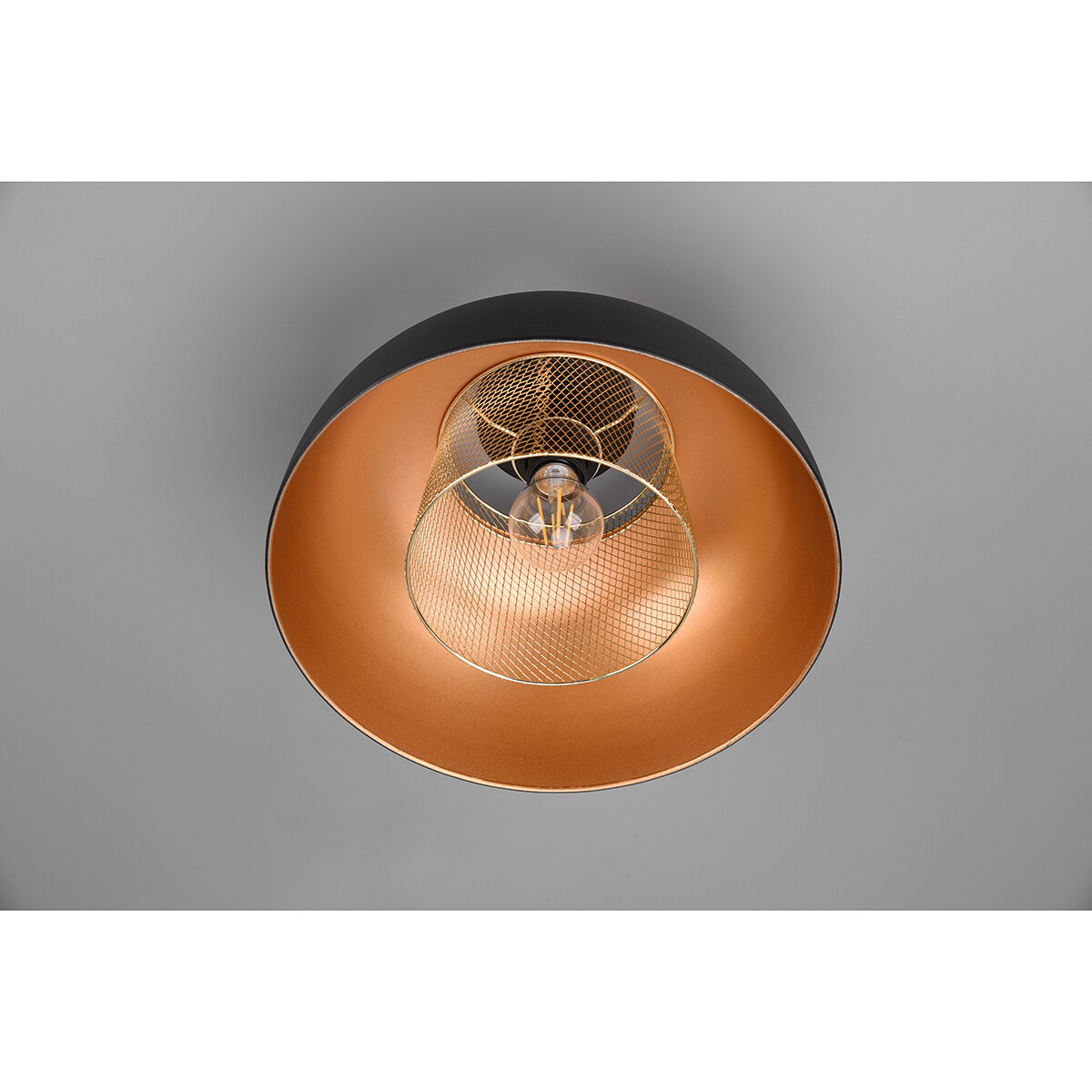 Plafonnier LED - Éclairage de Plafond - Trion Palmo - Douille E27 - Rond - Mat Noir - Aluminium