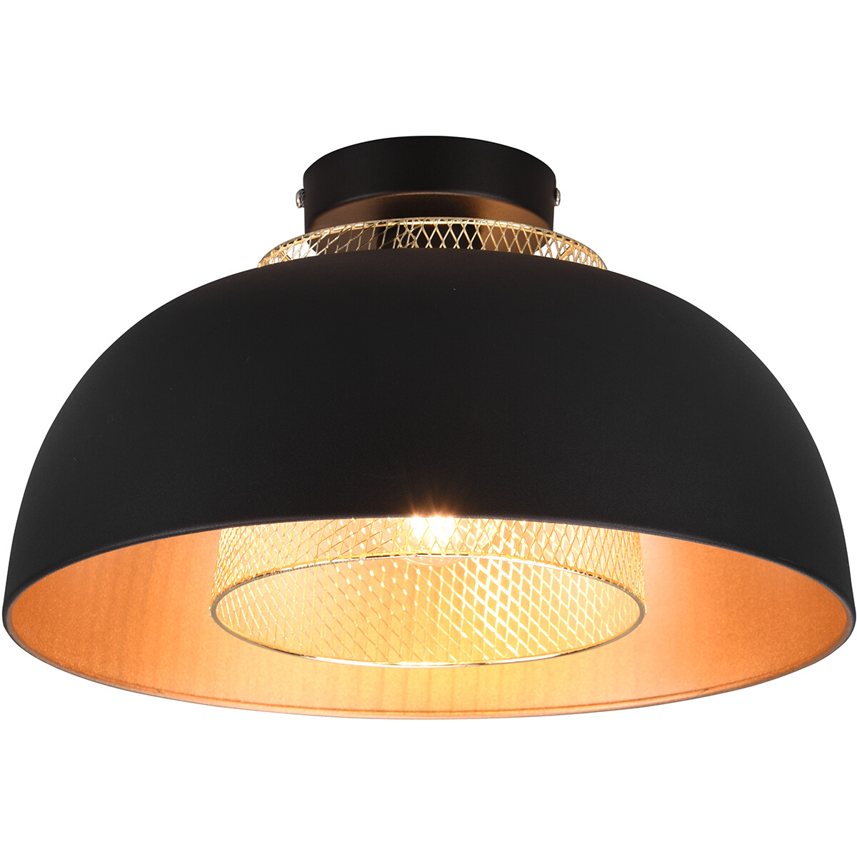 Plafonnier LED - Éclairage de Plafond - Trion Palmo - Douille E27 - Rond - Mat Noir - Aluminium