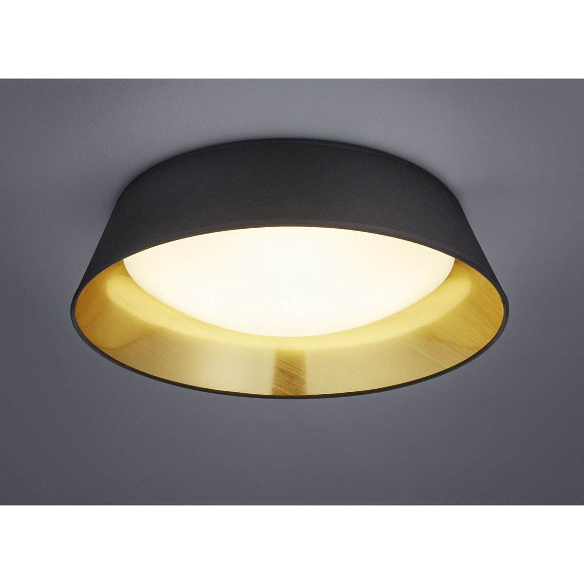 Plafonnier LED - Éclairage de Plafond - Trion Pinton - 18W - Blanc Chaud 3000K - Rond - Mat Noir - Textile