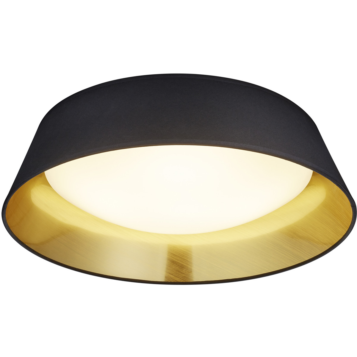 Plafonnier LED - Éclairage de Plafond - Trion Pinton - 18W - Blanc Chaud 3000K - Rond - Mat Noir - Textile