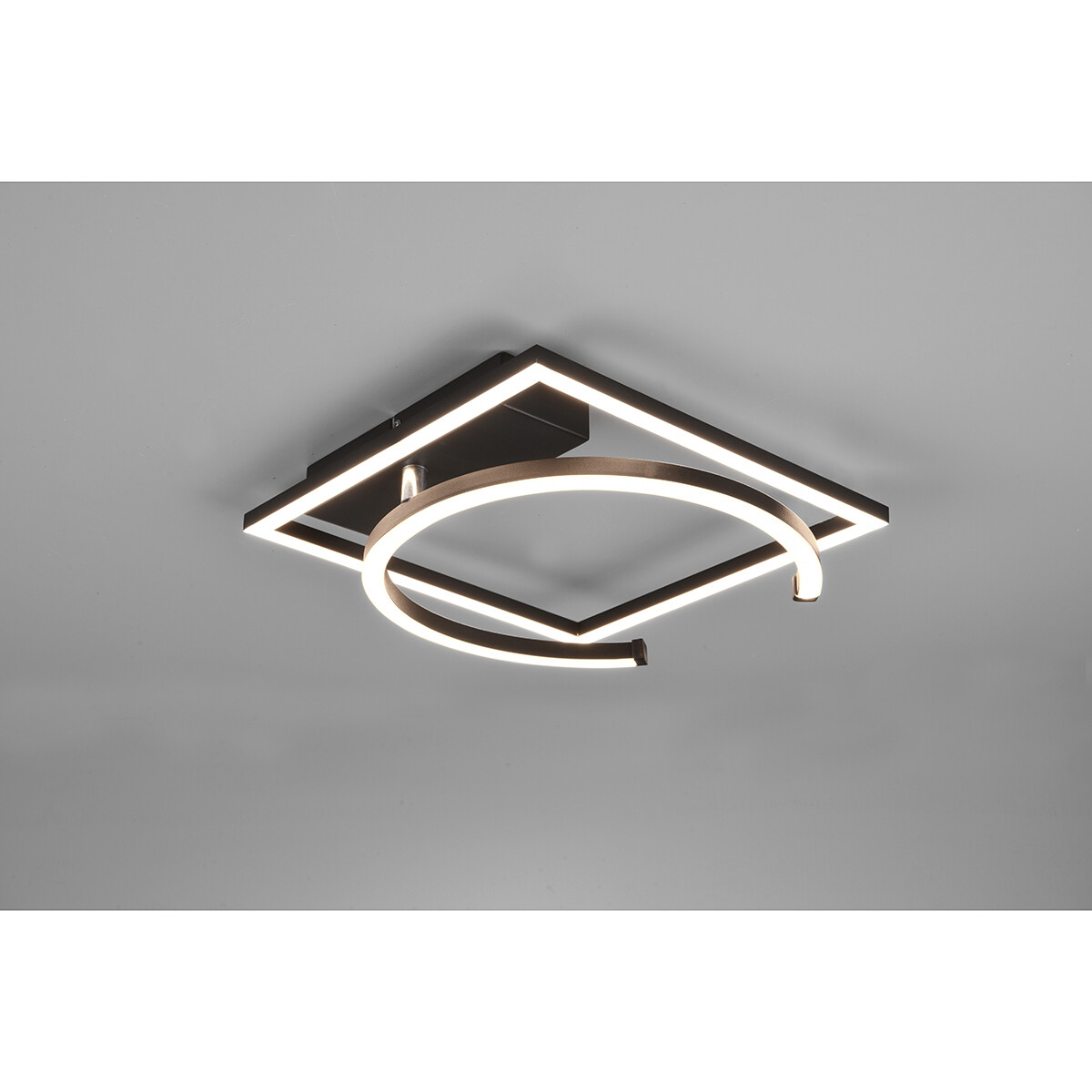 Plafonnier LED - Éclairage de Plafond - Trion Pivacci - 23.5W - Blanc Chaud 3000K - Dimmable - Carré - Mat Noir - Aluminium