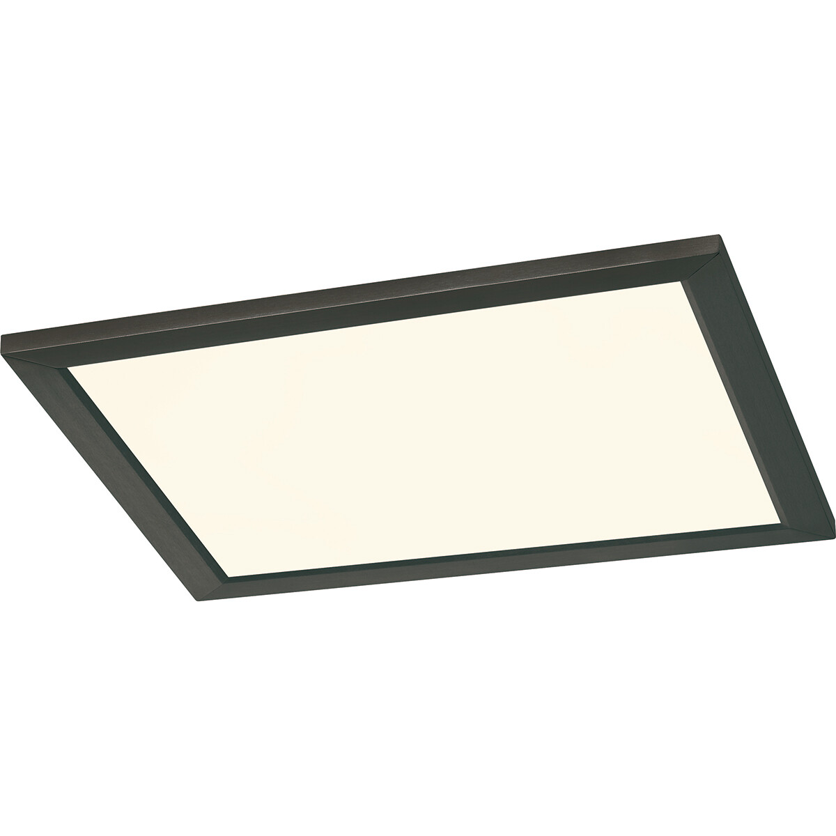 Plafonnier LED - Éclairage de Plafond - Trion Povino - 15W - Blanc Chaud 3000K - Dimmable - Carré - Mat Noir - Aluminium