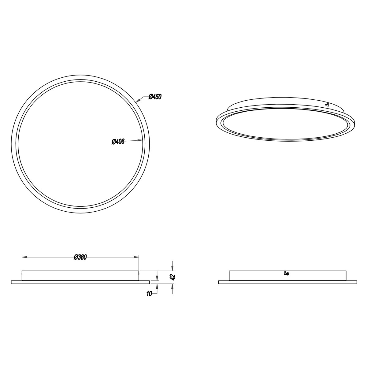 Plafonnier LED - Éclairage de Plafond - Trion Povino - 26W - Blanc Chaud 3000K - Dimmable - Rond - Mat Nickel - Aluminium