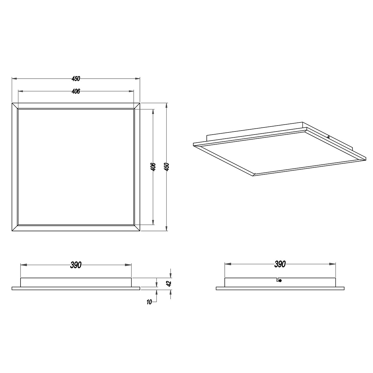 Plafonnier LED - Éclairage de Plafond - Trion Povino - 26W - Blanc Chaud 3000K - Dimmable - Carré - Mat Nickel - Aluminium