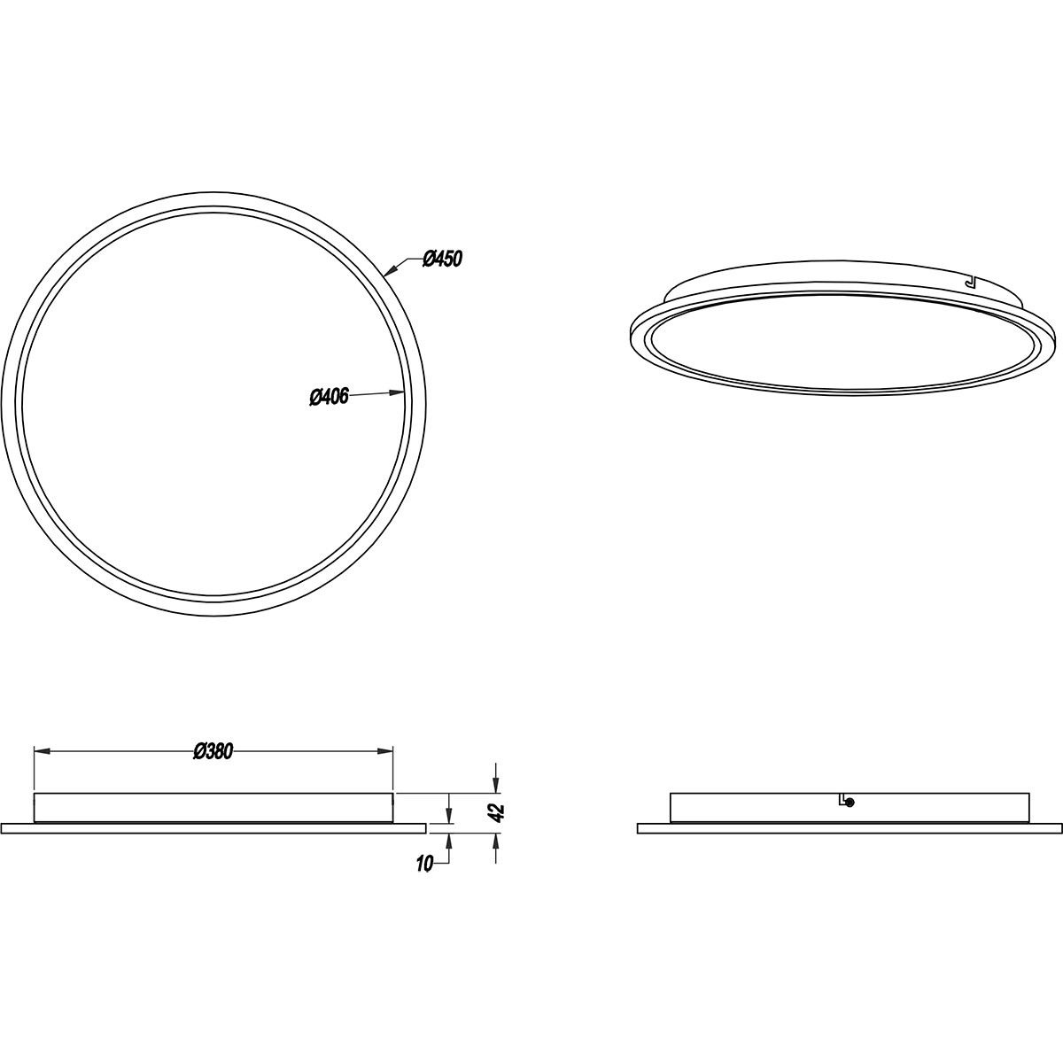 Plafonnier LED - Éclairage de Plafond - Trion Povino - 26W - Blanc Chaud 3000K - Dimmable - Rond - Mat Noir - Aluminium